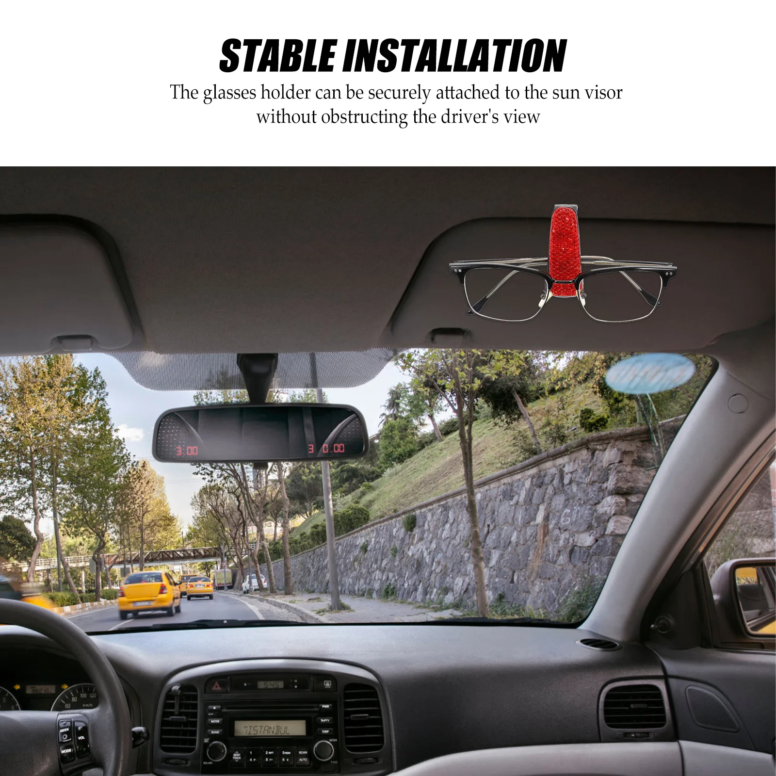 

Car Glasses Sunglasses Clip Lightweight Plastic Rhinestone Visor Mount Storage Car Glasses Holder Visor Organizer
