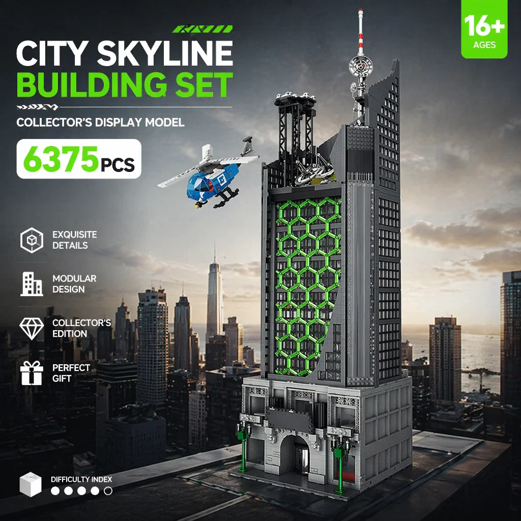 Oscorps House Modular Skyscraper Building Blocks Superhero Headquarters Architecture Bricks Model Kit DIY Assembly Toy for Adult