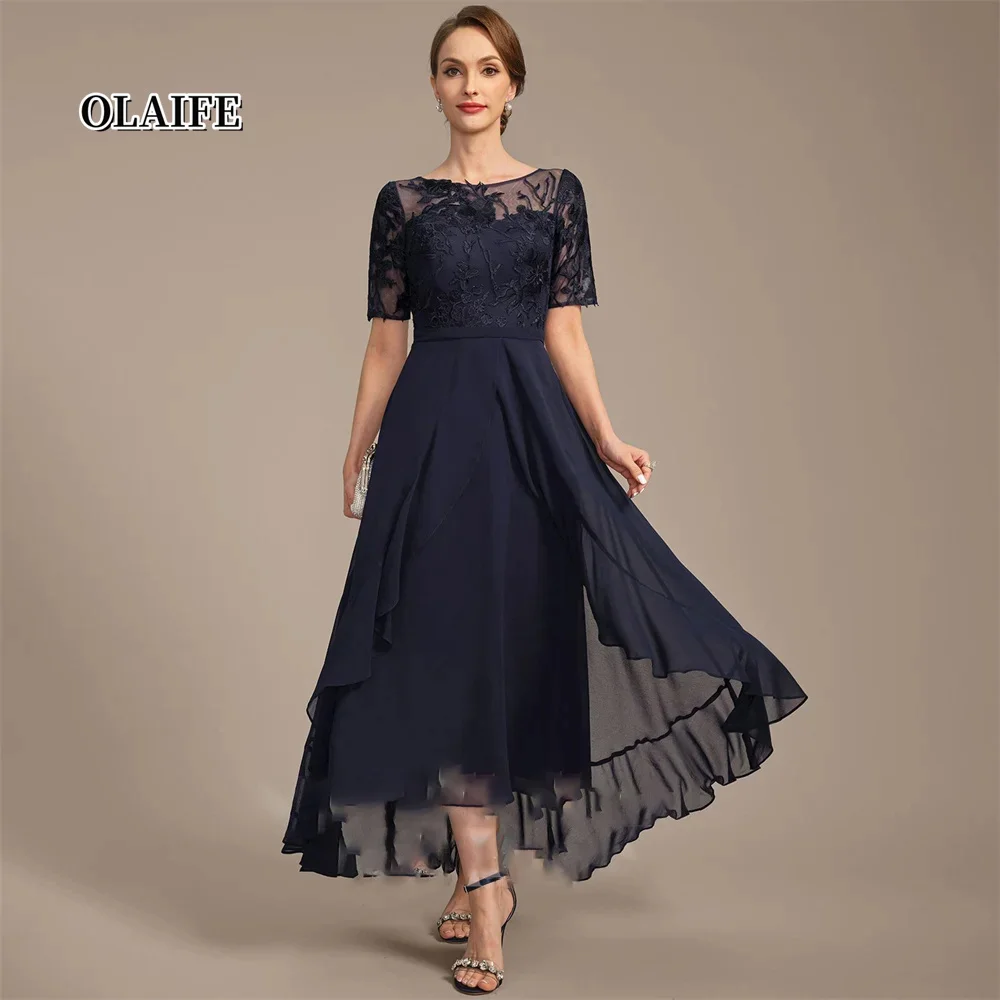 

New Scoop Neck Mother Of The Bride Dress Pantsuit Ankle Length Appliques Chiffon Formal Dresses Vestidos Mae Da Noiva Casamentos