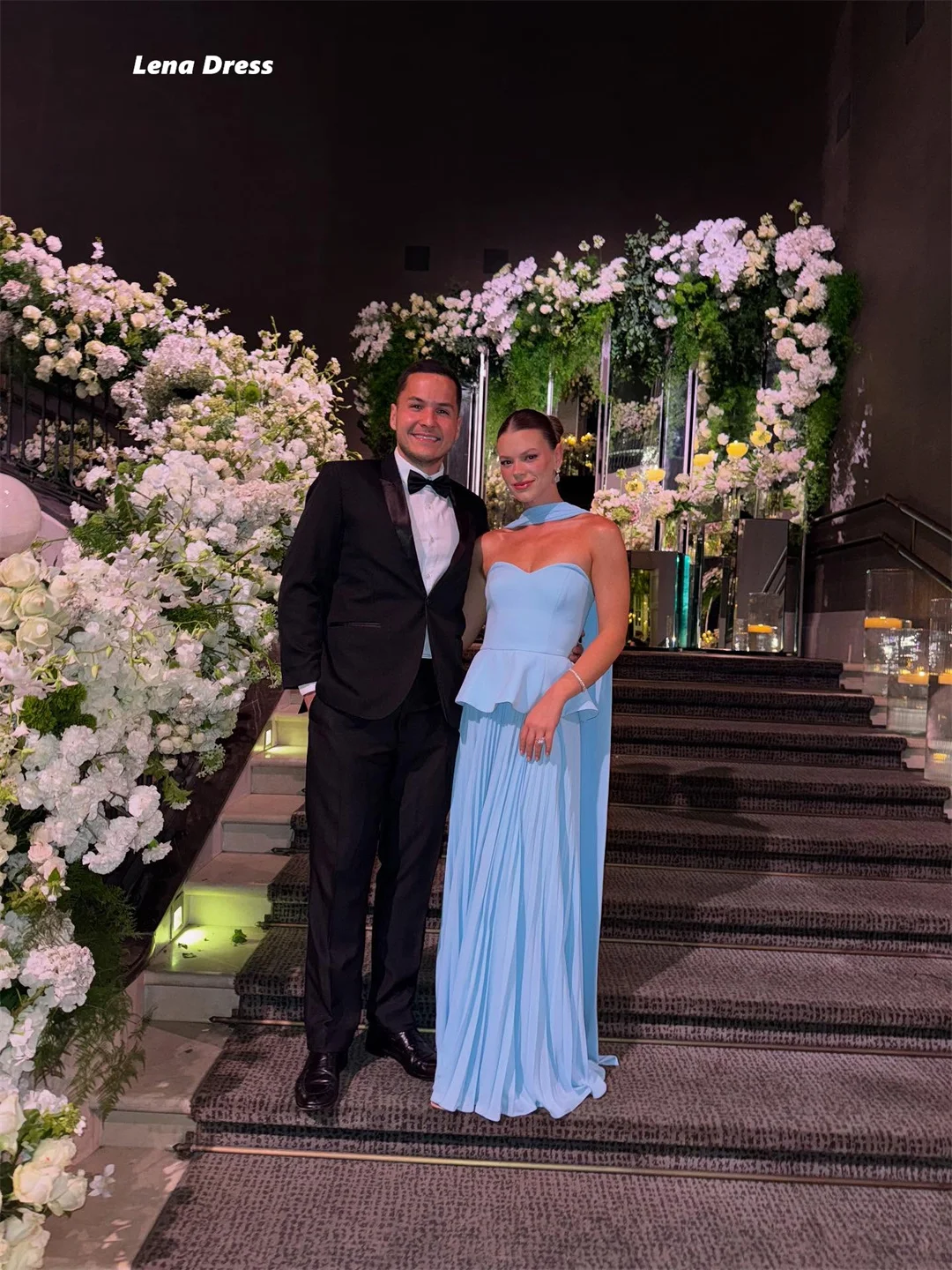 Lena vestido de gala feito sob encomenda xale vestido de baile feminino vestidos de noite de luxo 2025 sem mangas céu azul mulher vestidos de festa chiffon