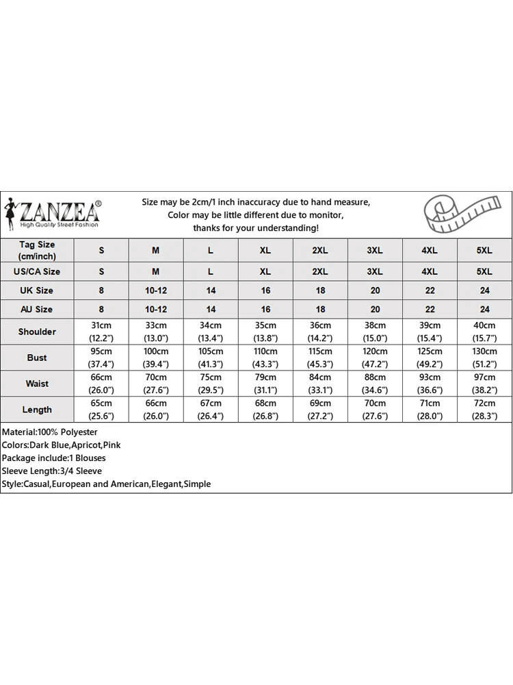 ZANZEA Fashion Blouse Women 3/4 Sleeve Ruffled Tops 2025 Autumn Stand Collar Pleated Elegant Office Lady Shirts Korean Solid Top