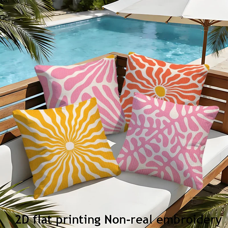 Set of 4 Throw Pillow Covers Boho Floral Tropical Print Cushion Case Decorative Beach Resort Indoor Home Decor