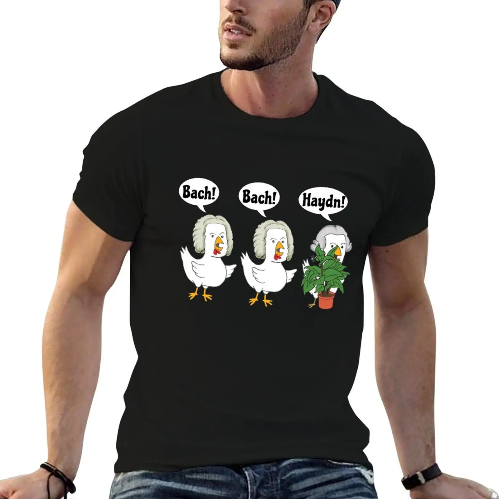 

Bach Bach Haydn Chickens Classical Music Composer Pun T-Shirt tops custom shirt shirts men