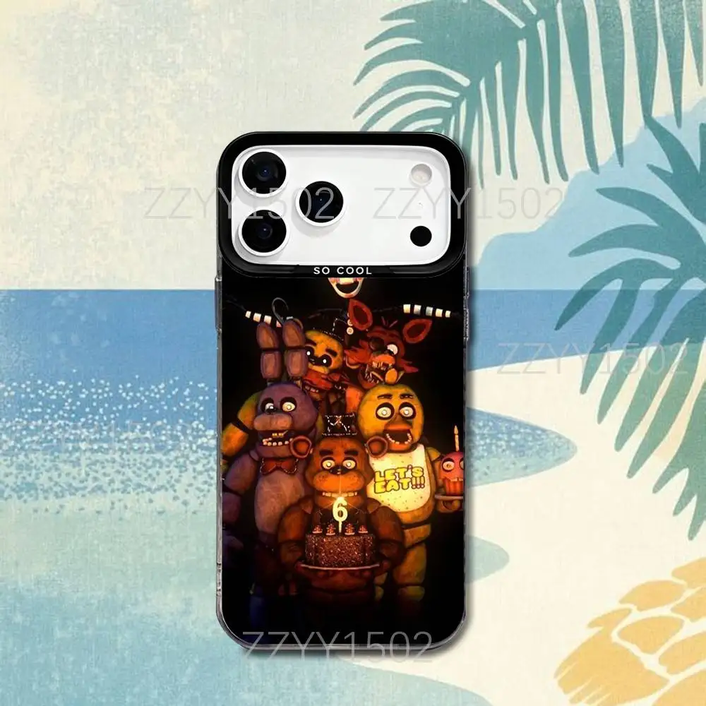 FNAF F-Five N-Nights at-Freddys Phone Case For iPhone 17,16,15,14,13,12,X,8,Pro,Max,Plus,SE4,Air,Mini HD Black IMD Matte