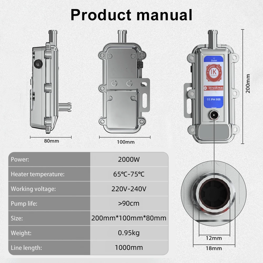 2000W Air Parking Heater 220V Car Engine Coolant Heater Car Preheater Water Tank Engine Istraukimas With Pump Preheating