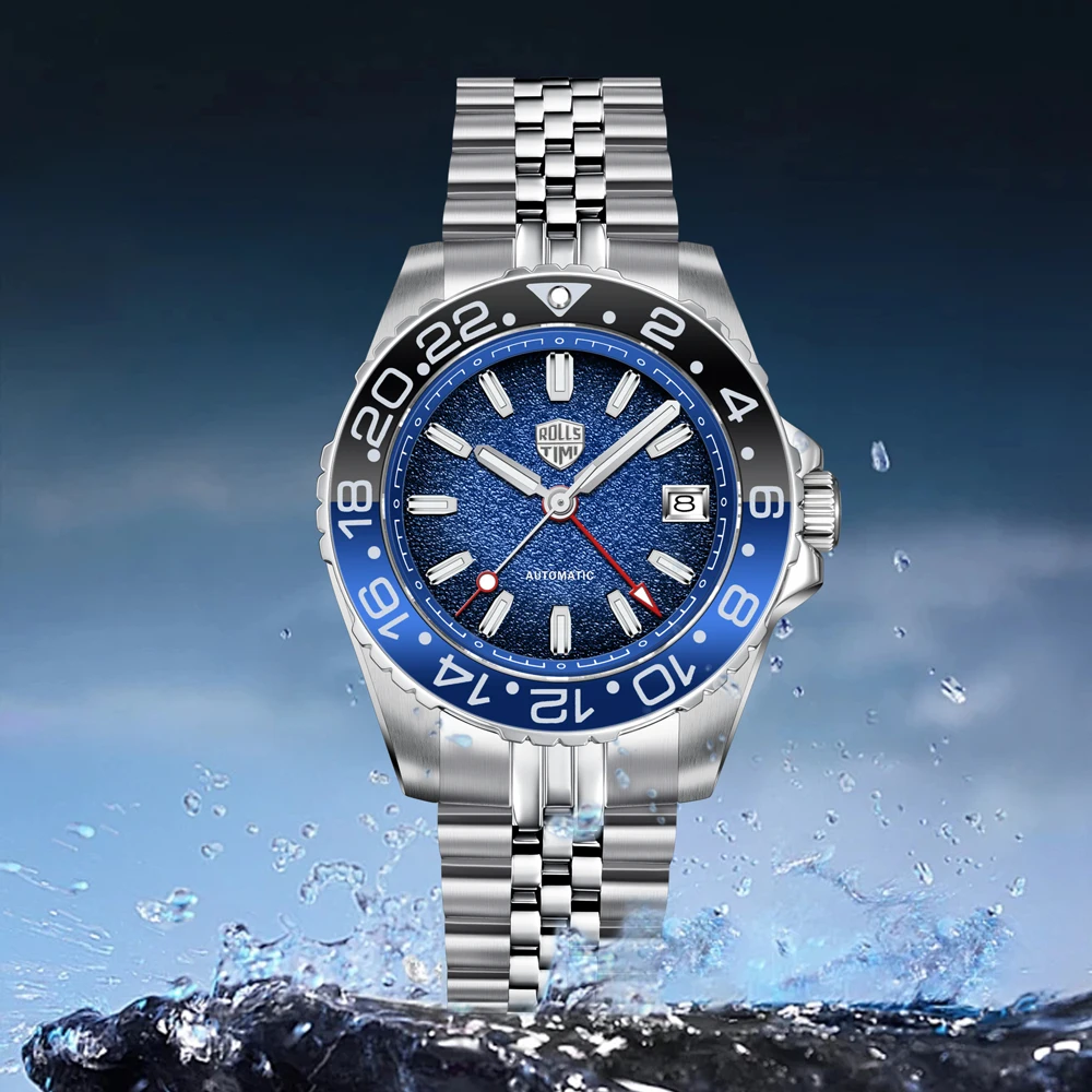 

Watch men's Rollstimi new luxury mechanical men's watch AR Sapphire crystal calendar stainless steel waterproof 41mm men's watch