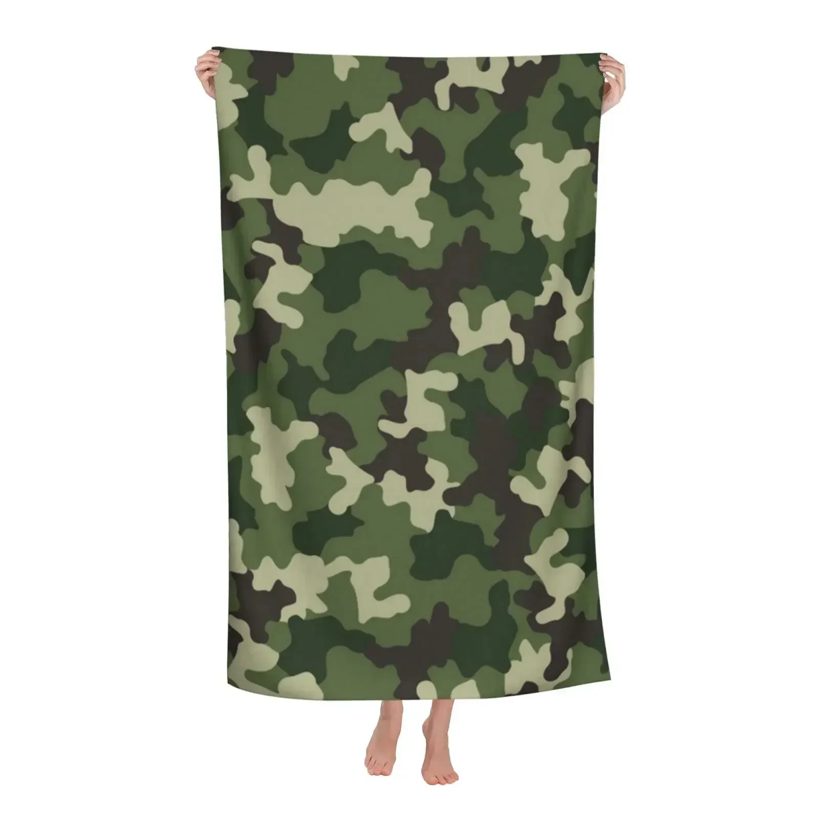 Camouflage Pattern Beach Towel Microfiber Soft Quick Dry Sand Free Towel Absorbent Large Bath Towel,Oversized Yoga Girls Boys