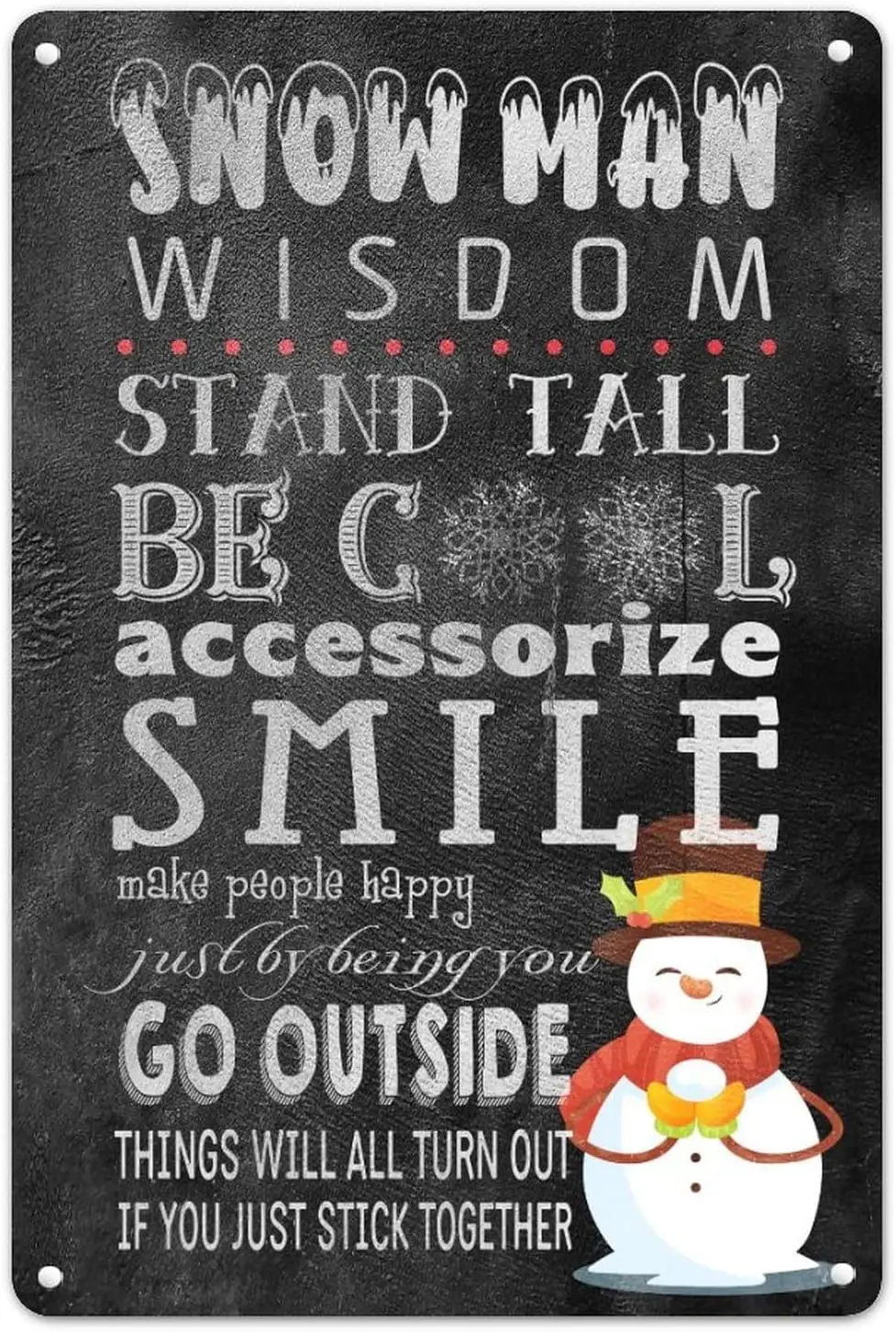 علامة معدنية لرجل الثلج لعيد الميلاد ، طباعة سبورة مع اقتباسات مضحكة ، علامة قصدير ، أنيقة رث ، علامة أنيقة شخصية ، ديكور حديث