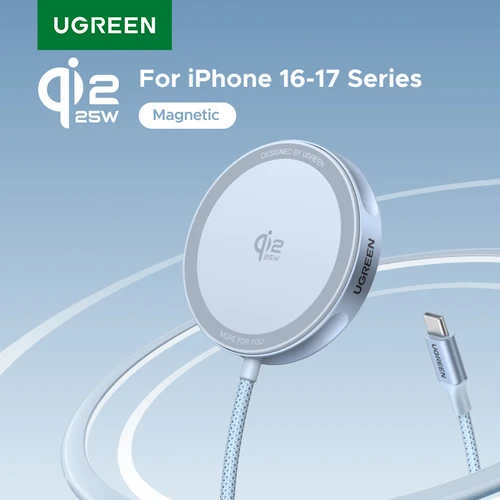 UGREEN Magflow Qi2 25W cargador inalámbrico para iPhone 17 16 Pro Max carga rápida Qi2 certificado Magsafe almohadilla de carga de teléfono