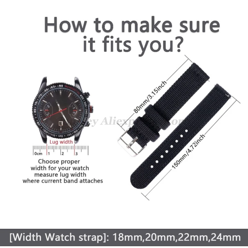 18mm 20mm 22mm 24mm Nylon Canvas Watchband for Huawei Watch Gt2/Gt3/Gt4 46mm Universal Bracelet MenSport Quick Release Wristband