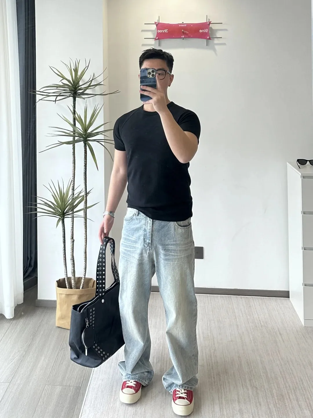 

Washed Blue Men's Jeans Spring Slim Fit High Street Trend American Style Cleanfit Flared Straight Leg Pants