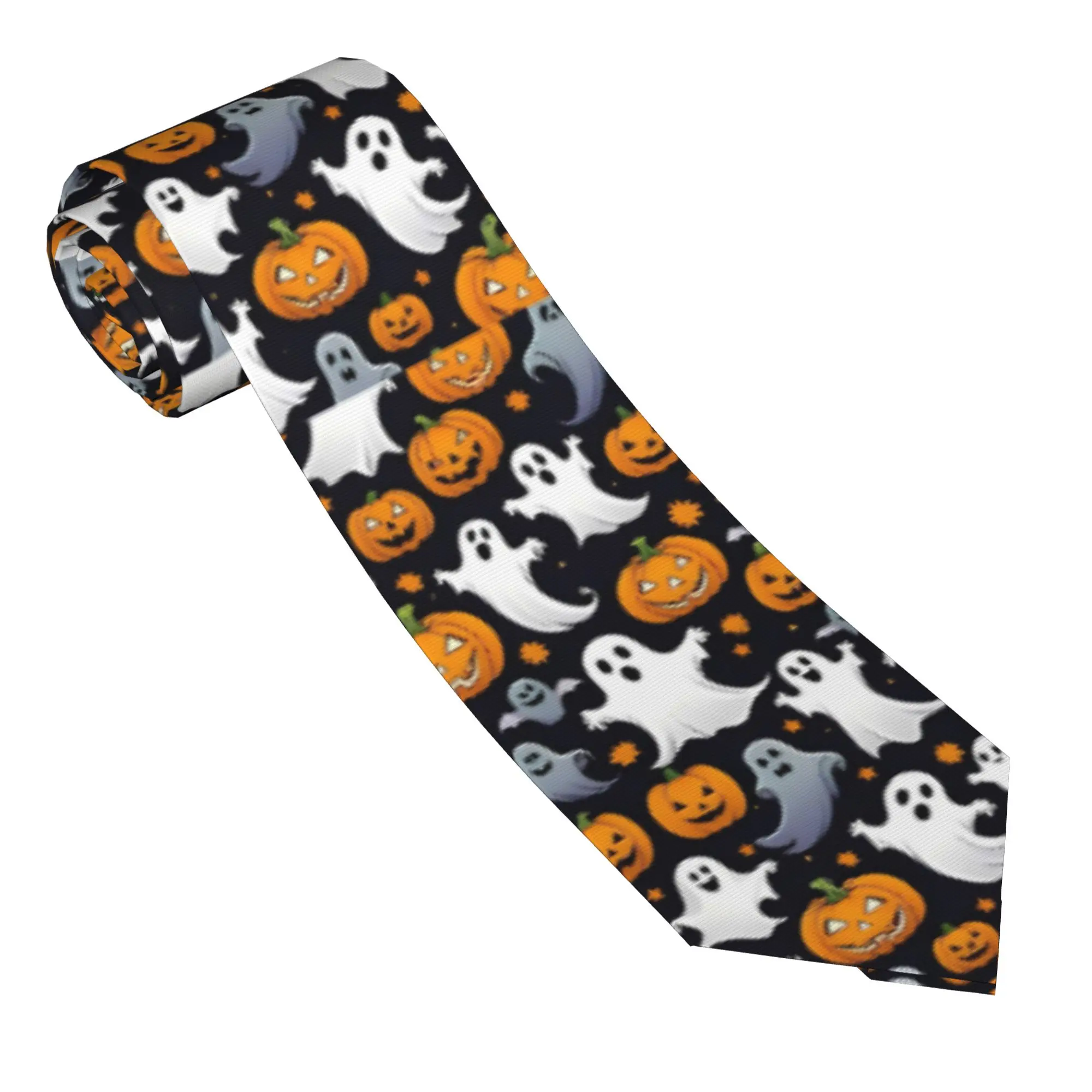 Ghosts Halloween Pumpkin Necktie Men Women Polyester 8 cm  Neck Tie for Mens Silk Classic Shirt Accessories Cravat Wedding Party