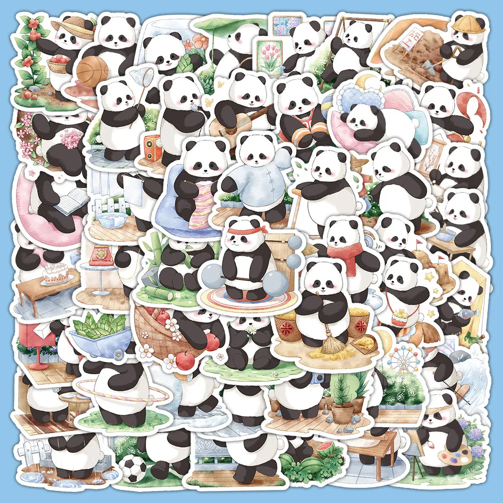 10/53PCS Kawaii Animal Panda Cartoon Stickers for Kids DIY Stationery Guitar Cup Phone Waterproof Cute Decoration Sticker Packs