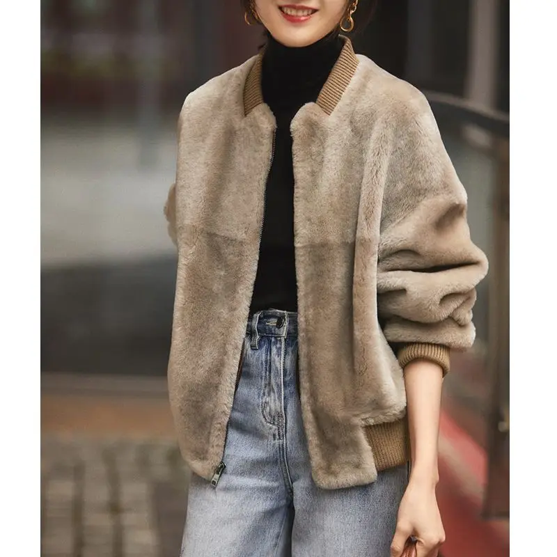 Women\'s Short Winter Faux Fox Fur Coat Female  Bomber Jacket Cardigan Lady Fashion Fluffy Fake  Outerwear Large Size G958