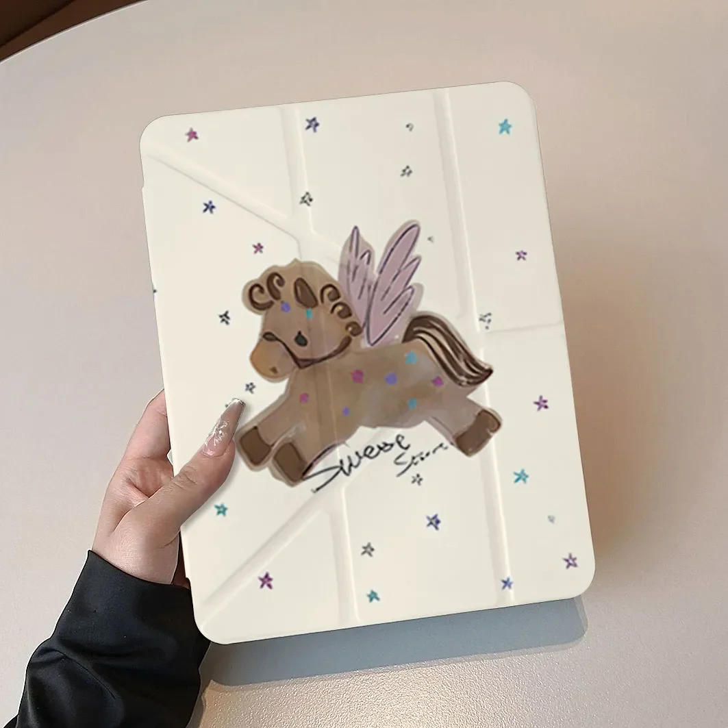 Ins Watercolor Pegasus Star Tablet Case For iPad Pro 11 12.9 13 M2 M3 M4 M5 Shell 8.3 9.7 10.2 5/6/7/8/9/10/11th Air 4 5 6 Cover