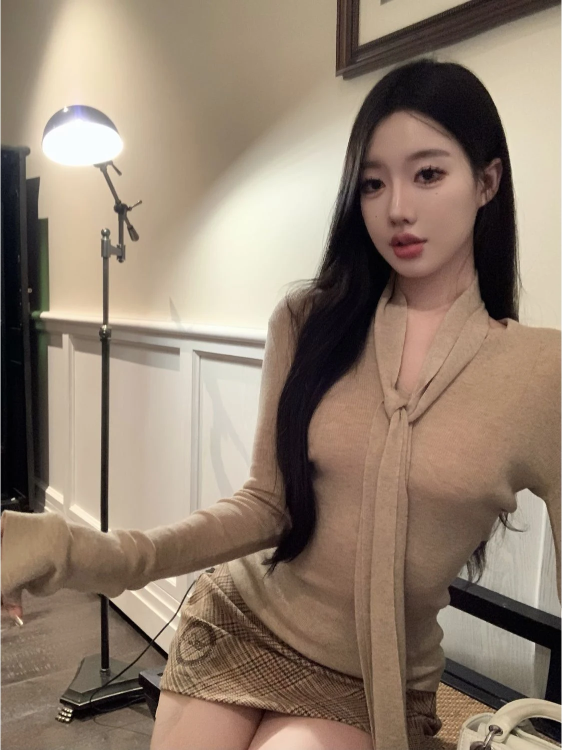 

Стильный трикотажный топ с V-образным вырезом для женщин, базовый слой в корейском стиле, весенняя мода, утягивающий эффект, премиум-класс, внутренняя одежда