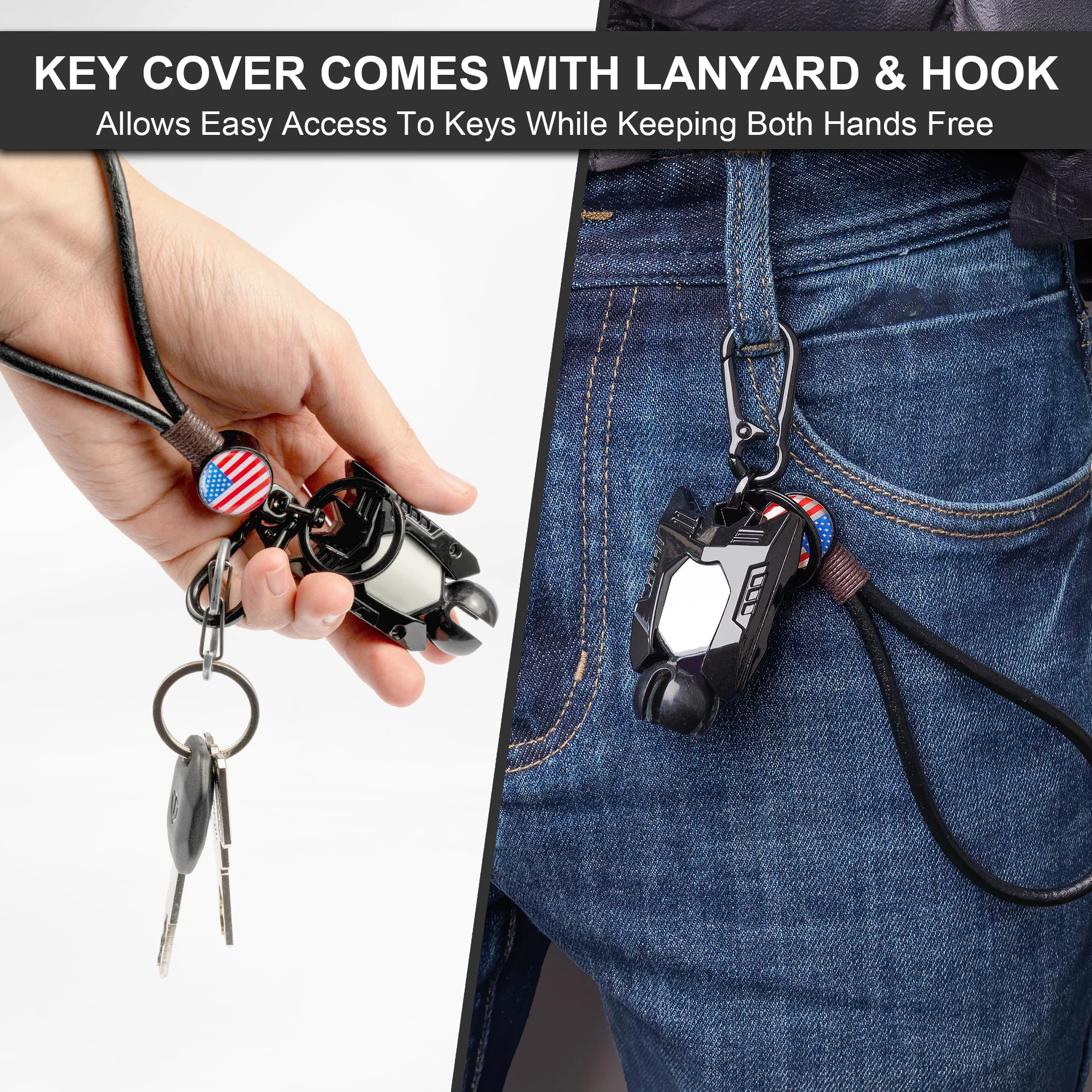 Motorcycle Ignition Key Cover Holder Key Fob Case Sporty Key Shell With Leather Cord Lanyard For Can Am Ryker