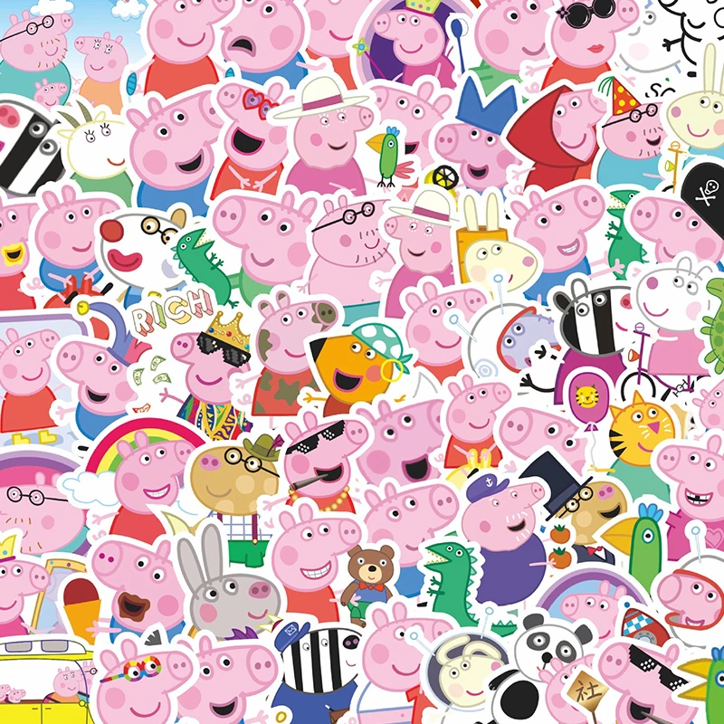 

100pcs Peppa Pig George Cute Cartoon DIY Stickers Cartoon Hand Ledger Decorative Stickers for Children's Favorite Gifts