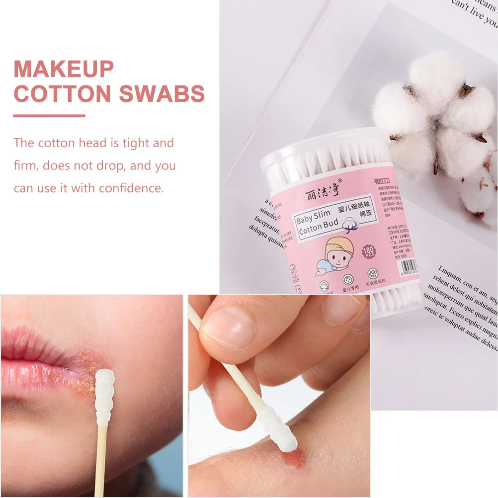 4 Boxes Cotton Swab Swabs Makeup Multifunction Baby Cleaning Tool for Thin Paper Stick Buds Kids Double-headed