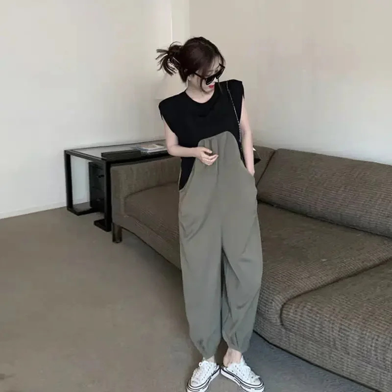 

Jumpsuits Women Casual Streetwear BF Fashion All-match Comfortable Patchwork Ulzzang Loose Lovely Students Cute Tender Ladies