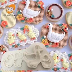 Baby Duck and Mother Duck Silicone Molds Fondant Craft Cake Candy Chocolate Sugarcraft Ice Pastry Baking Tool Mould