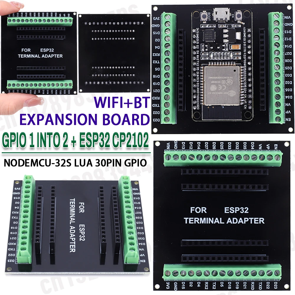 Carte de développement de carte d'installation ESP32 1 pièces GPIO WIFI et Bluetooth 1 en 2 30Pin CP2102 NodeMCU-32S Lua 6,000 conseil