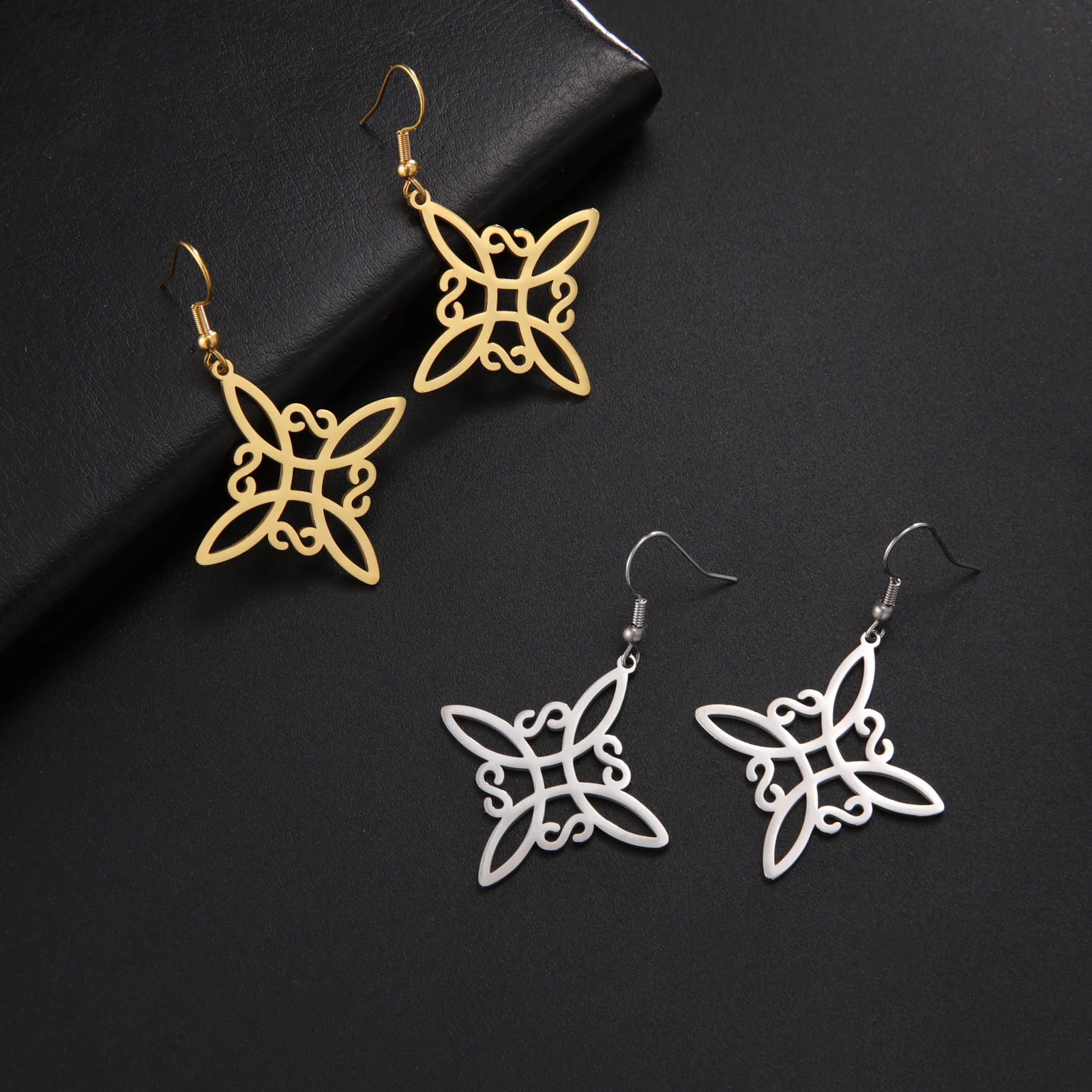 LIKGREAT Vintage Hexen knoten Ohrringe für Frauen Mode Edelstahl Schmuck Hexerei Amulett Ohrring Geschenke Großhandel benutzer definierte
