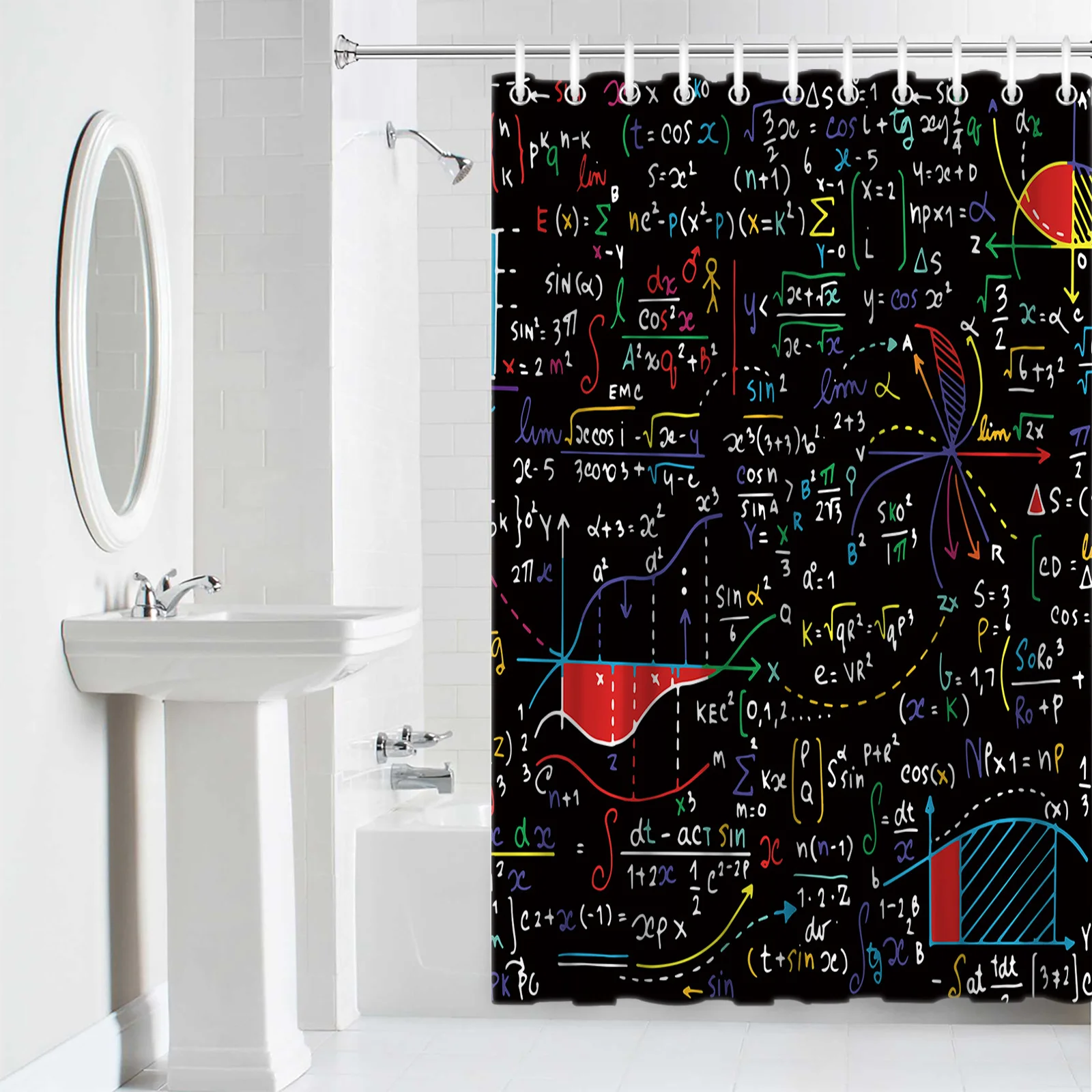 Mathematics Formula Chart Shower Curtains Waterproof Bath Curtains Home Decor Modern Luxury Bathroom Curtain