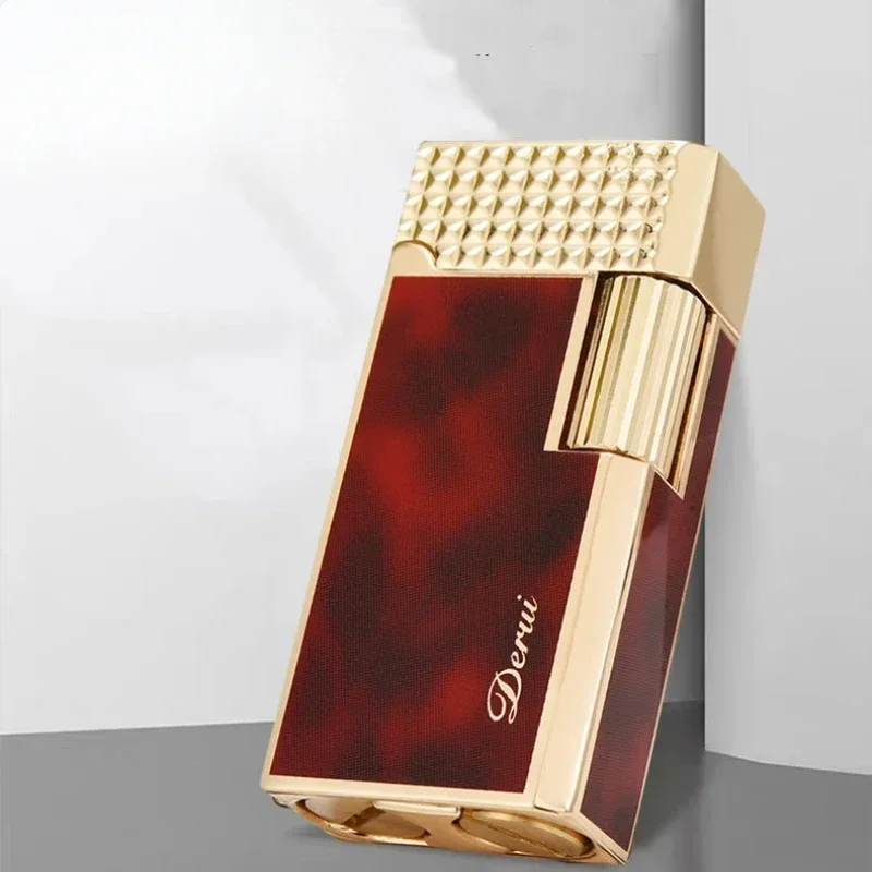 2024 New Derui Metal Langsheng Kerosene Lighter High-end Lighter Narrow Version Mini Side-sliding Open Flame Lighter