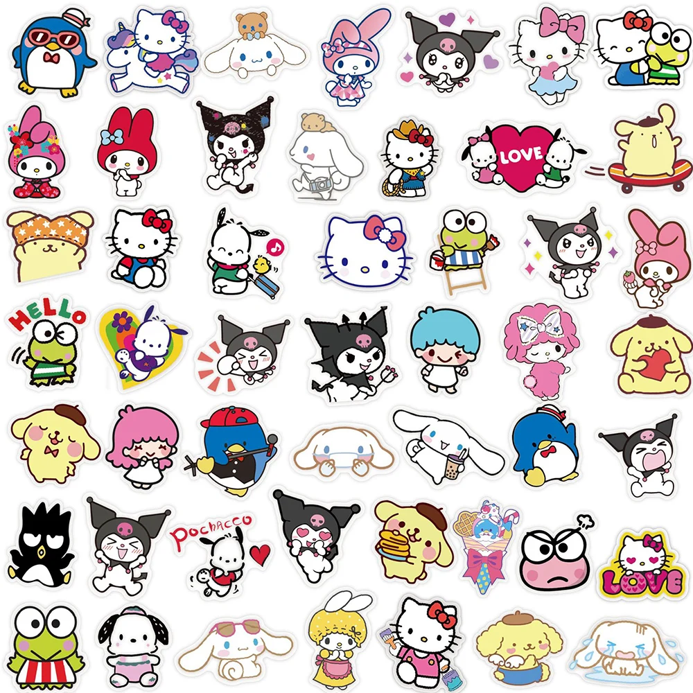 10/30/50pcs Cartoon Anime Sanrio Stickers Decals Kids Toy for Helmet Stationery Suitcase Fridge Waterproof Kawaii Sticker Packs