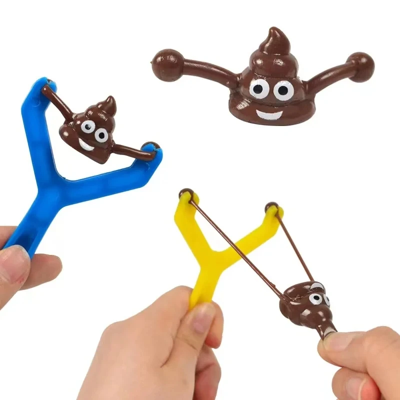 1-5PCS Funny Shooting Slingshot Prank Fake Poop Poo Game Antistress Children's Day Decompression Toy Kids Birthday Party Gift