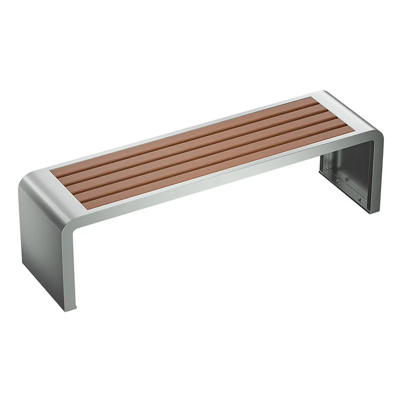 

Leisure bench, stainless steel park chair, preservative wood