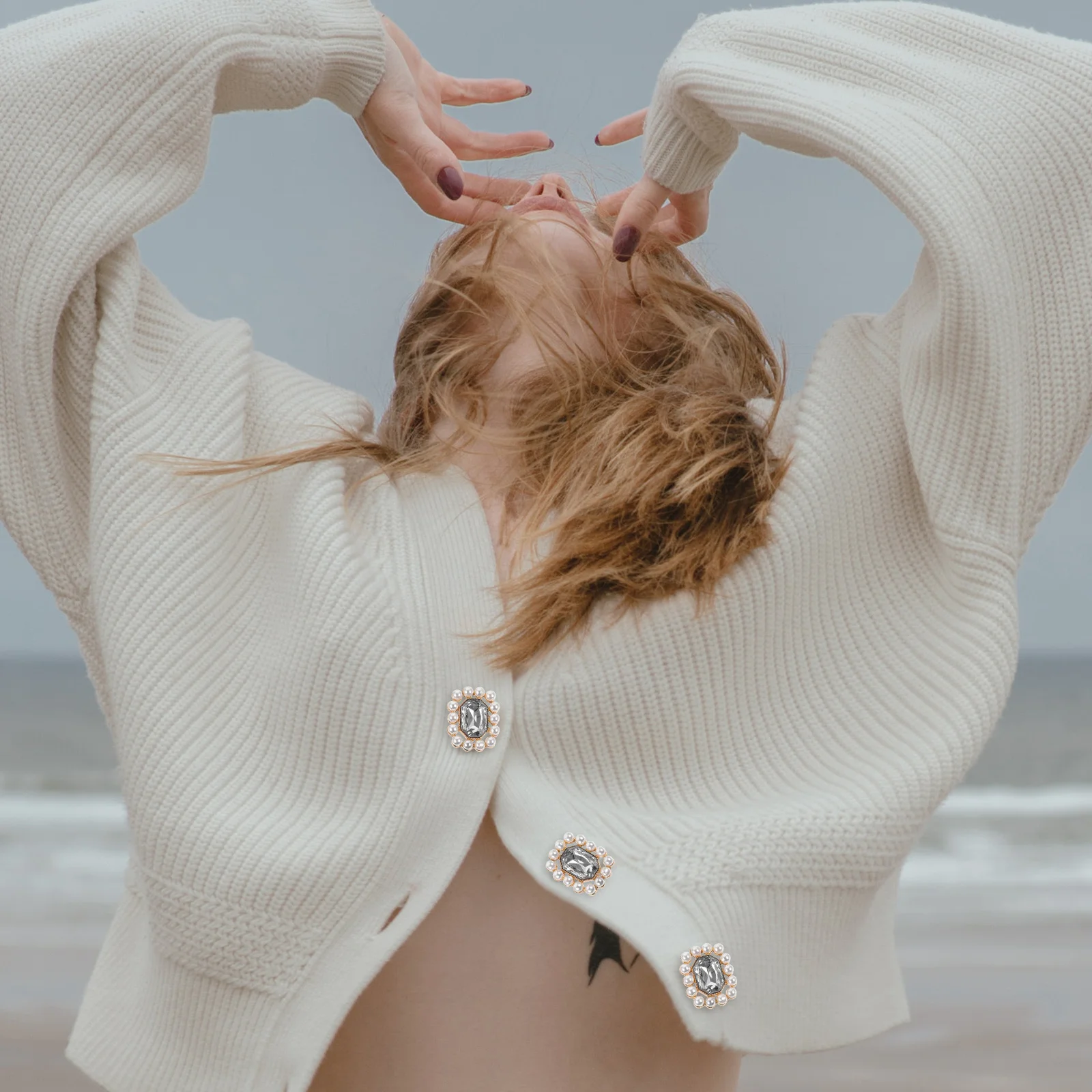 

10pcs White Rhinestone Buttons Sewing Supplies Retro Style Decorative Clothes Dress DIY Craft Metal Alloy Durability