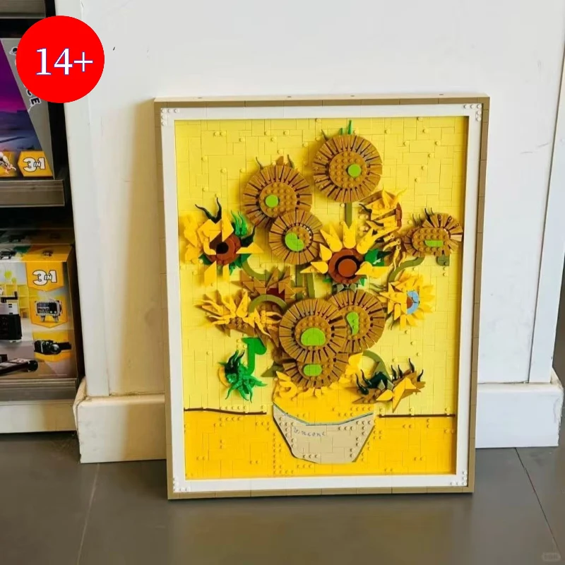 

2615PCS New Sunflower World-famous Art Painting Van Gogh Model Building Blocks Creative Decoration Draw Gift Toys Christmas Gift