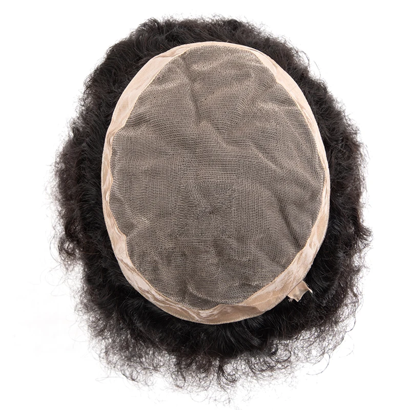 Water Wave Men Wig Capillary Prosthesis Fine Mono NPU Indian Human Hair Wig Curly Man Toupee Hair System Natural Human Hairpiece