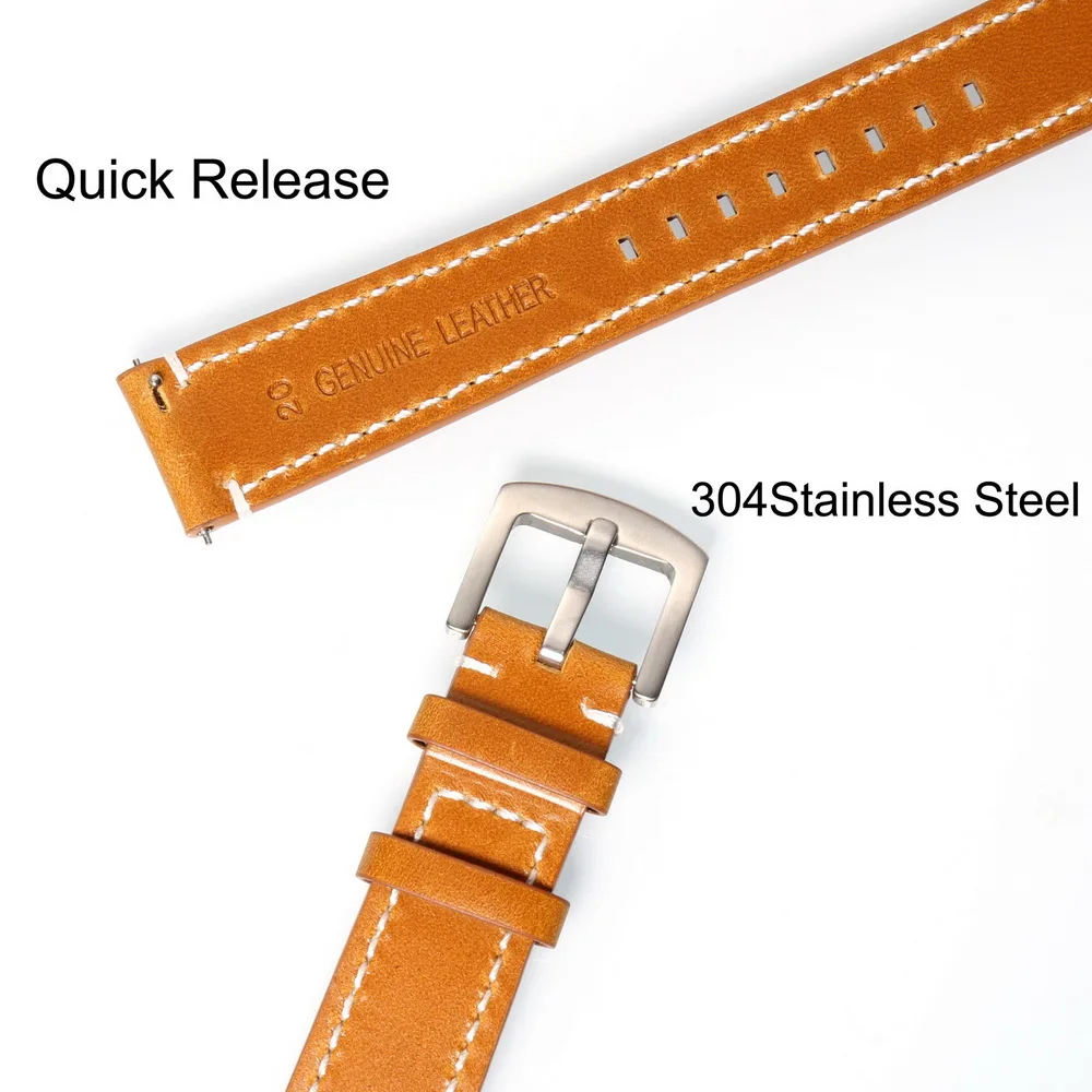 Genuine Leather Watch Bands Quick Release  Vintage Handmade Leather Watch Strap For Men 22mm20mm