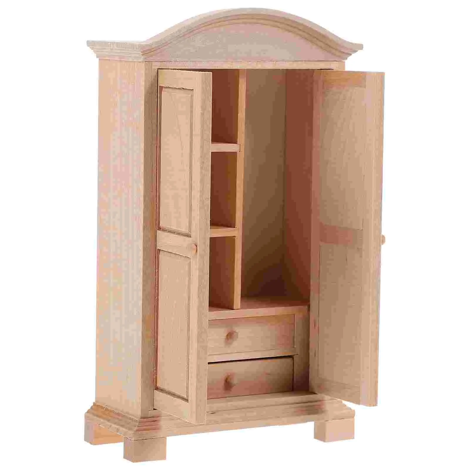 Dollhouse Furniture Wood Mini Wardrobe Mini House Small Closet Decor Dollhouse Layout Mini Furniture