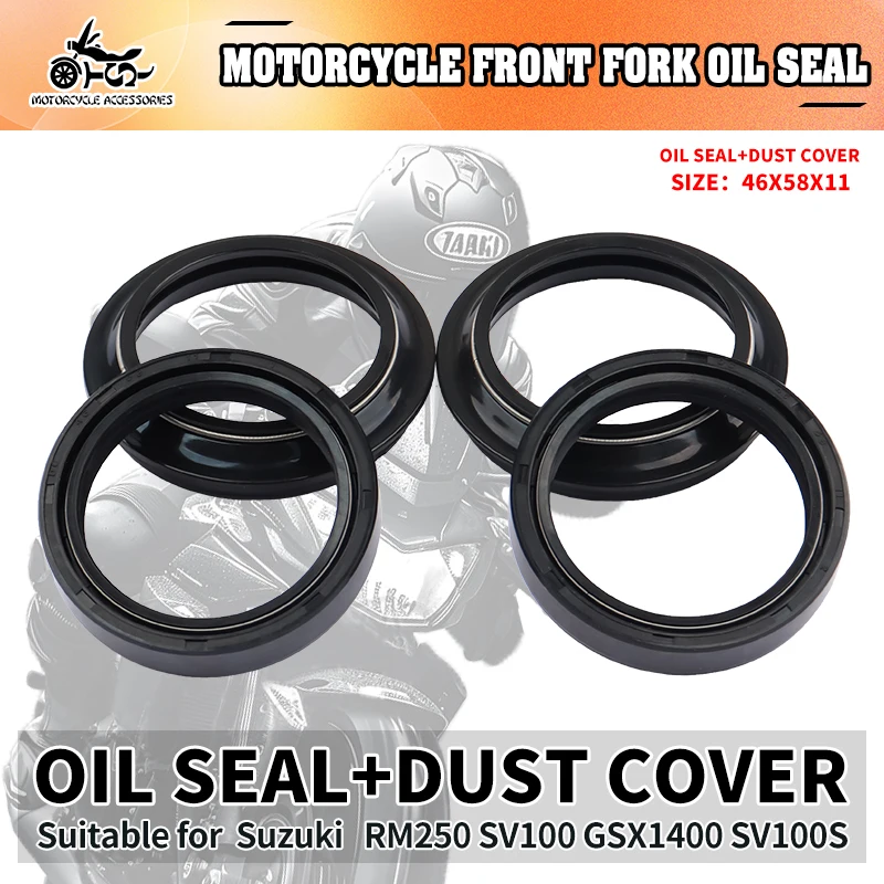 

46x58x11 Front Fork Damper Oil Seal 46 58 Dust Cover Fit For Suzuki RM250 K1-K3 SV1000 K3-K8 GSX1400 K1-K6 SV1000S M1800R VZ1800