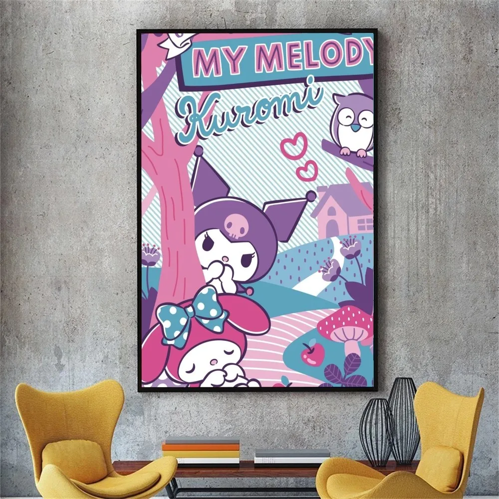 S-Sario-K-Kuromi Poster DIY Poster Kraft Paper Vintage Poster Wall Art Painting Study Stickers Big Szie Wall Painting