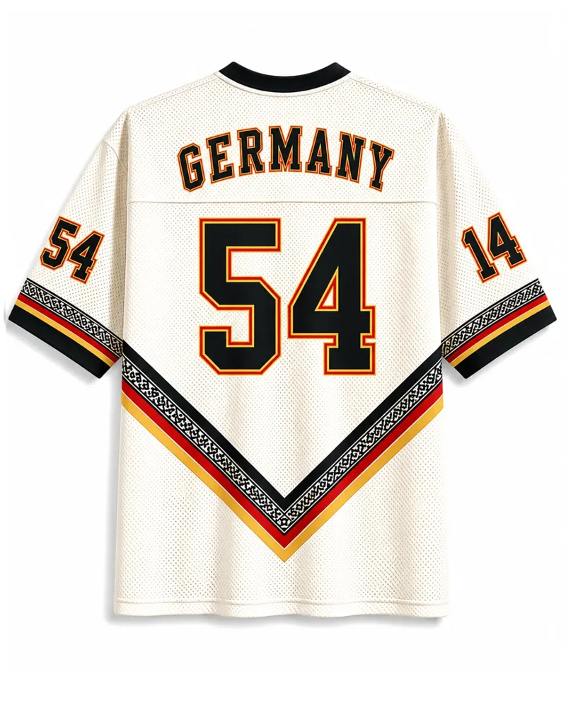 American Retro German Football Short Sleeved Ethnic Woven Fabric Men's and Women's 3D Printed Breathable Loose T-shirt
