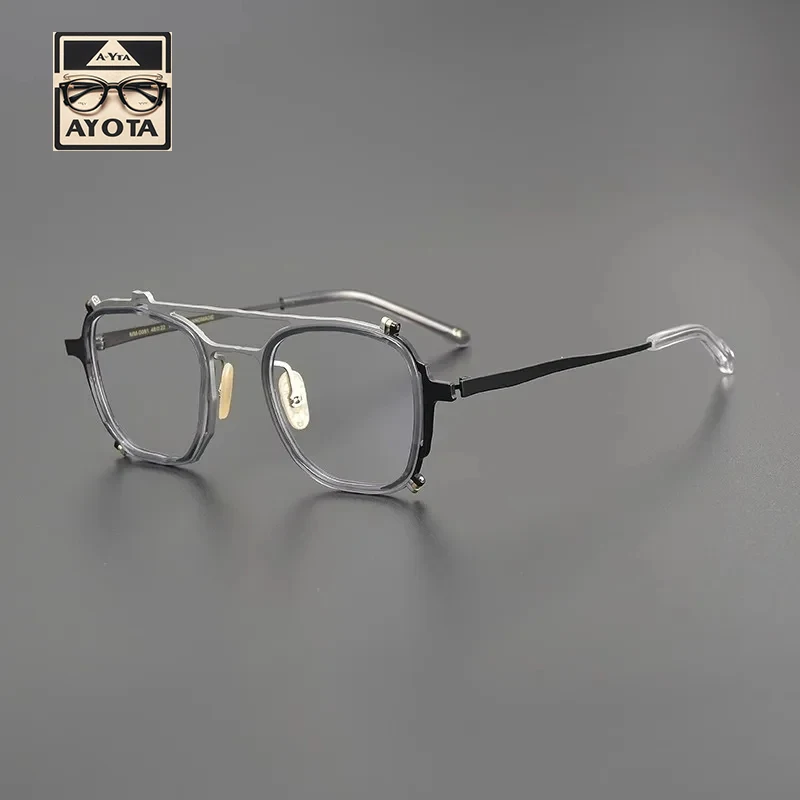 

New Handmade Glasses Frame Men Ultra Light Pure Titanium Personality Double Beam Myopia Reading Prescription Glasses for Women