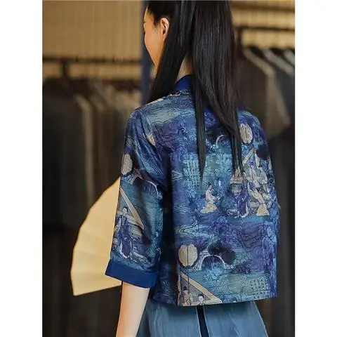 Guofeng Coat Women's 2026Spring Summer New High-quality Jacket Tang Ladies Chinese Retro Outwear Shawl Buckle Short Overwear Top
