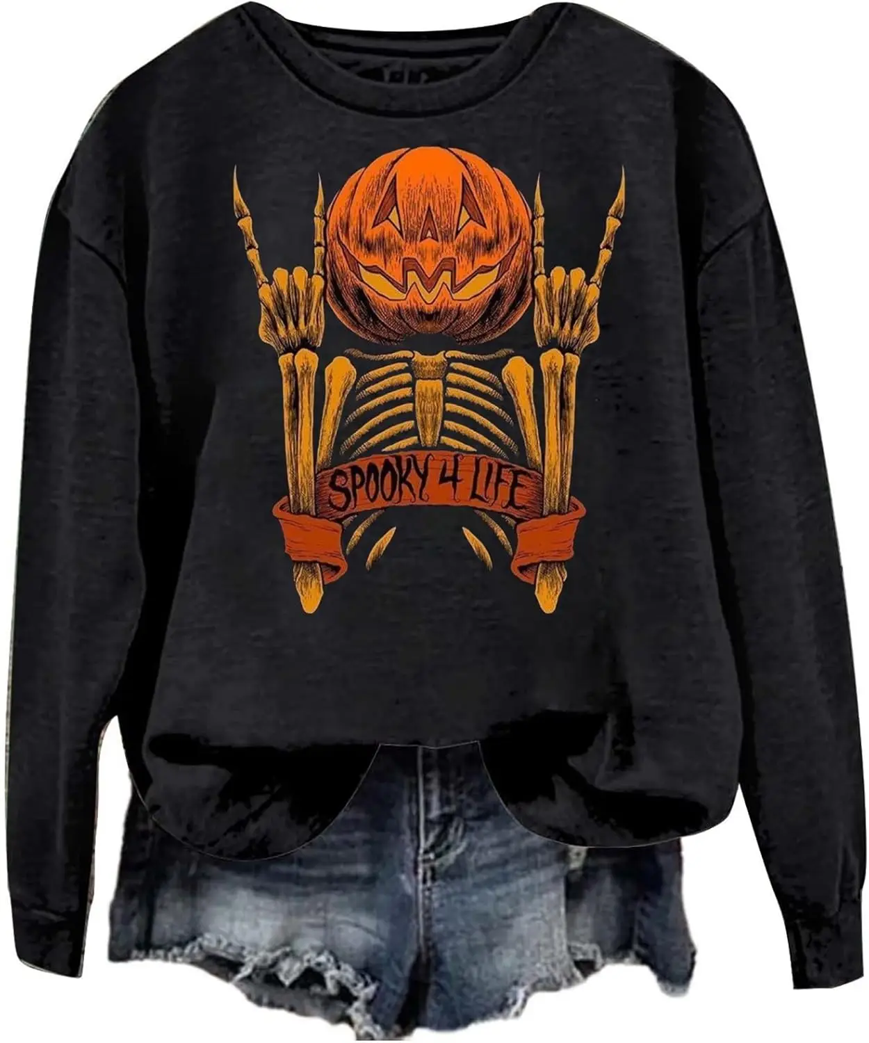 

Women's Halloween Sweatshirt, Pumpkin Graphic Long Sleeve Round Neck Hoodies,Fall Holidays Crewneck Pullover