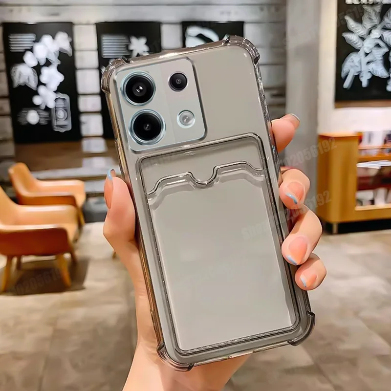 Transparente Kartensteckplatz-Tasche für Xiaomi Redmi Note 14 13 12 11 10 9 Pro Plus 5G Redmi Note 12S 11S 10S Silikon-Schutzhülle – Detail 1