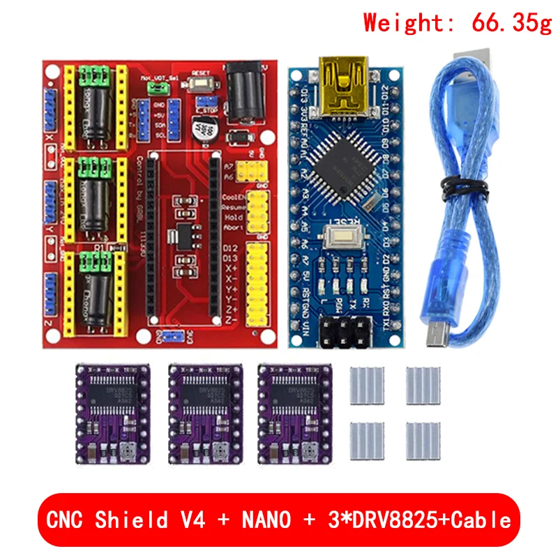 CNC彫刻機用の拡張ボード,USBケーブル付きのドライバー,4ユニット,dmi 3.0,lunr3,drv8825,a4988