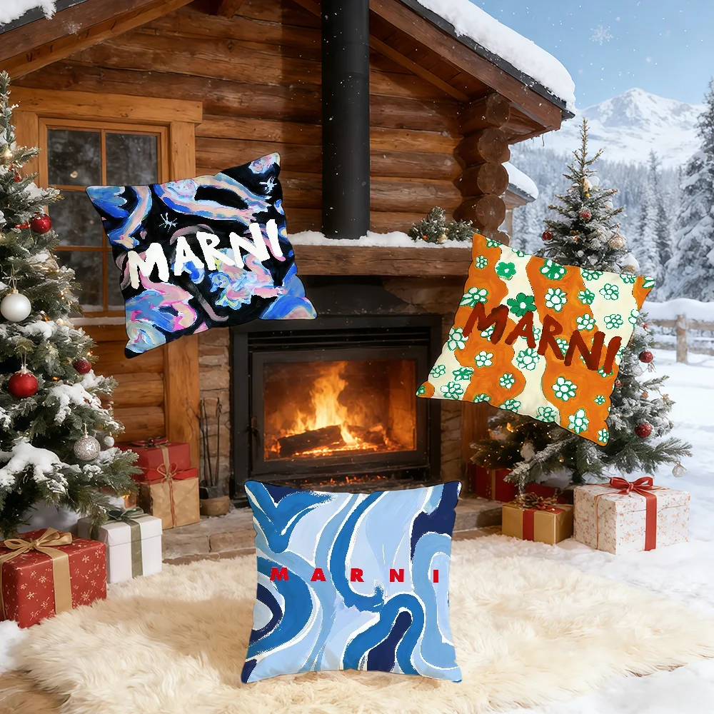 Fashion Logo M-Marni-ES cushion cover Home Bedding Sofa living Room pillowcase Simple Soft Skin Cushion Cover Party Gift