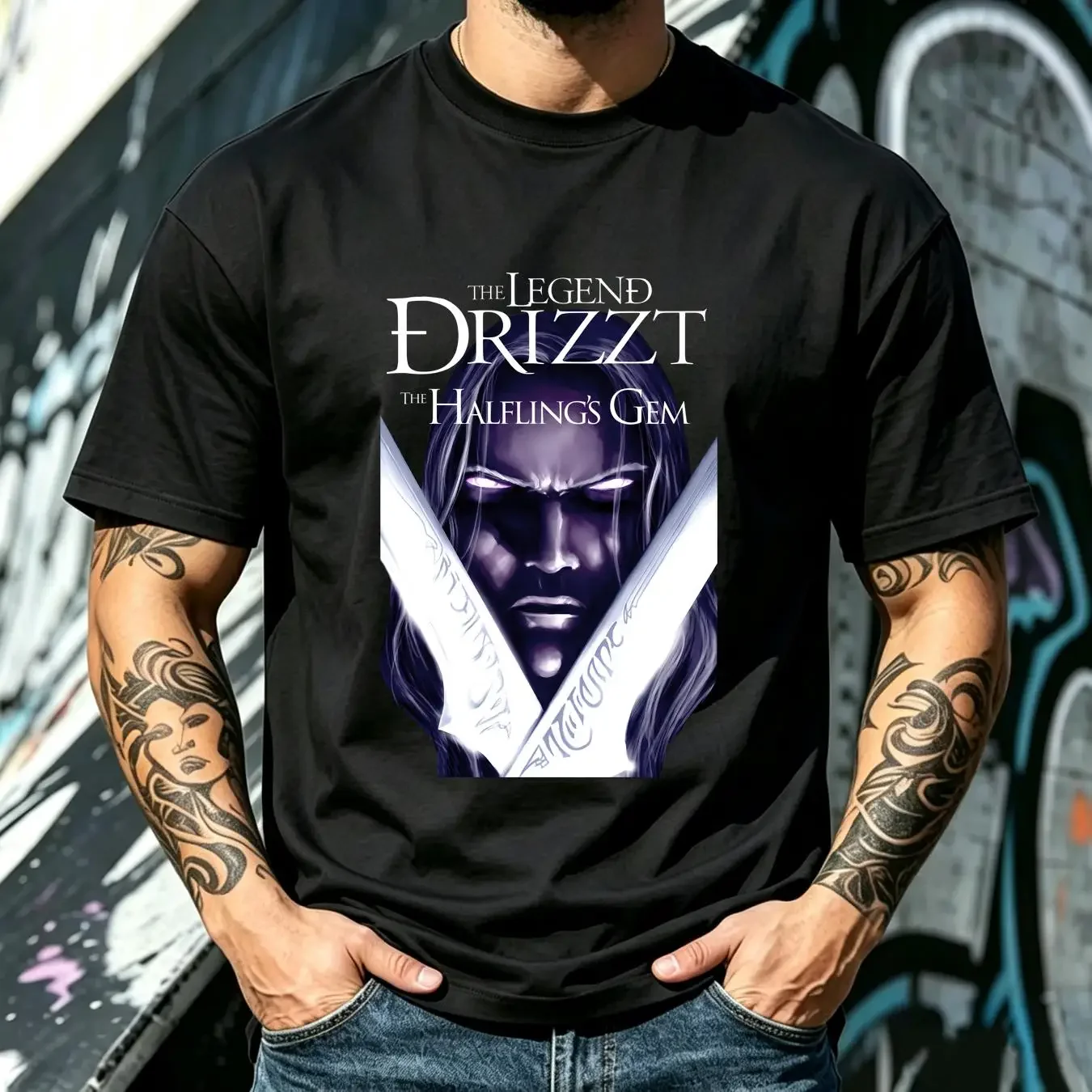 washed T Shirt New Drizzt Do'Urden The Halflings Gem Salvatore Legend sizes S 5XL vintage Washed homme fashion Versatile