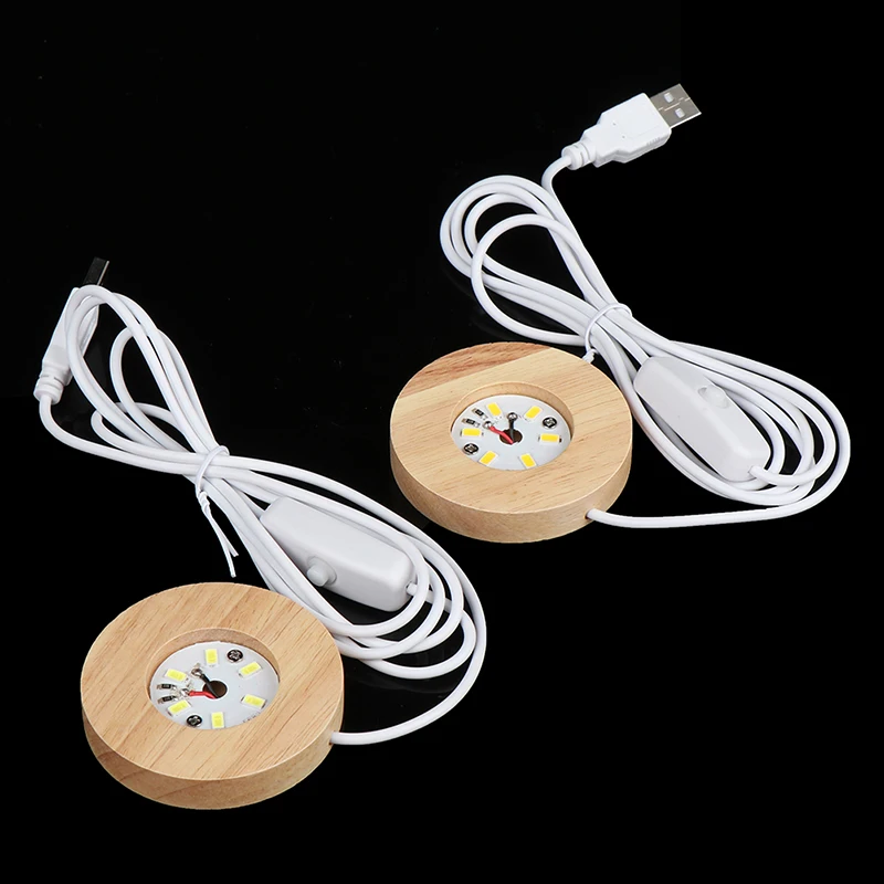 Wood Desktop Decorative Lights Light Base Night Light Wooden Led Usb Display Light Display Stand Lamp Holder Lamp Art Ornament