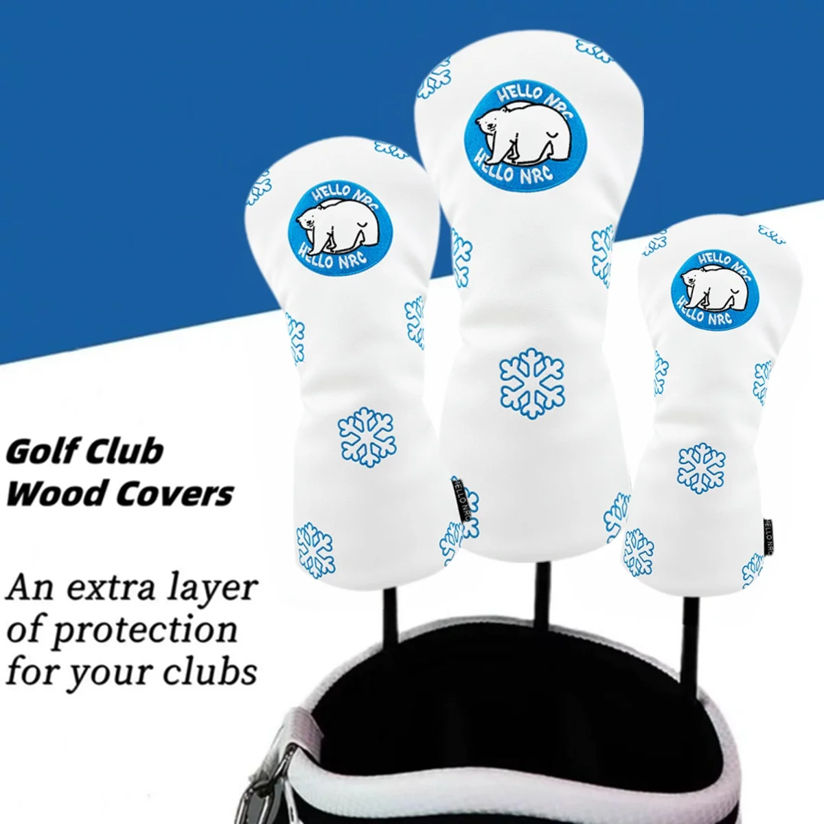 

New golf club wood cover Golf head cover Driver wood Fairway wood Hybrid club cover Golf club head protector Polar bear model