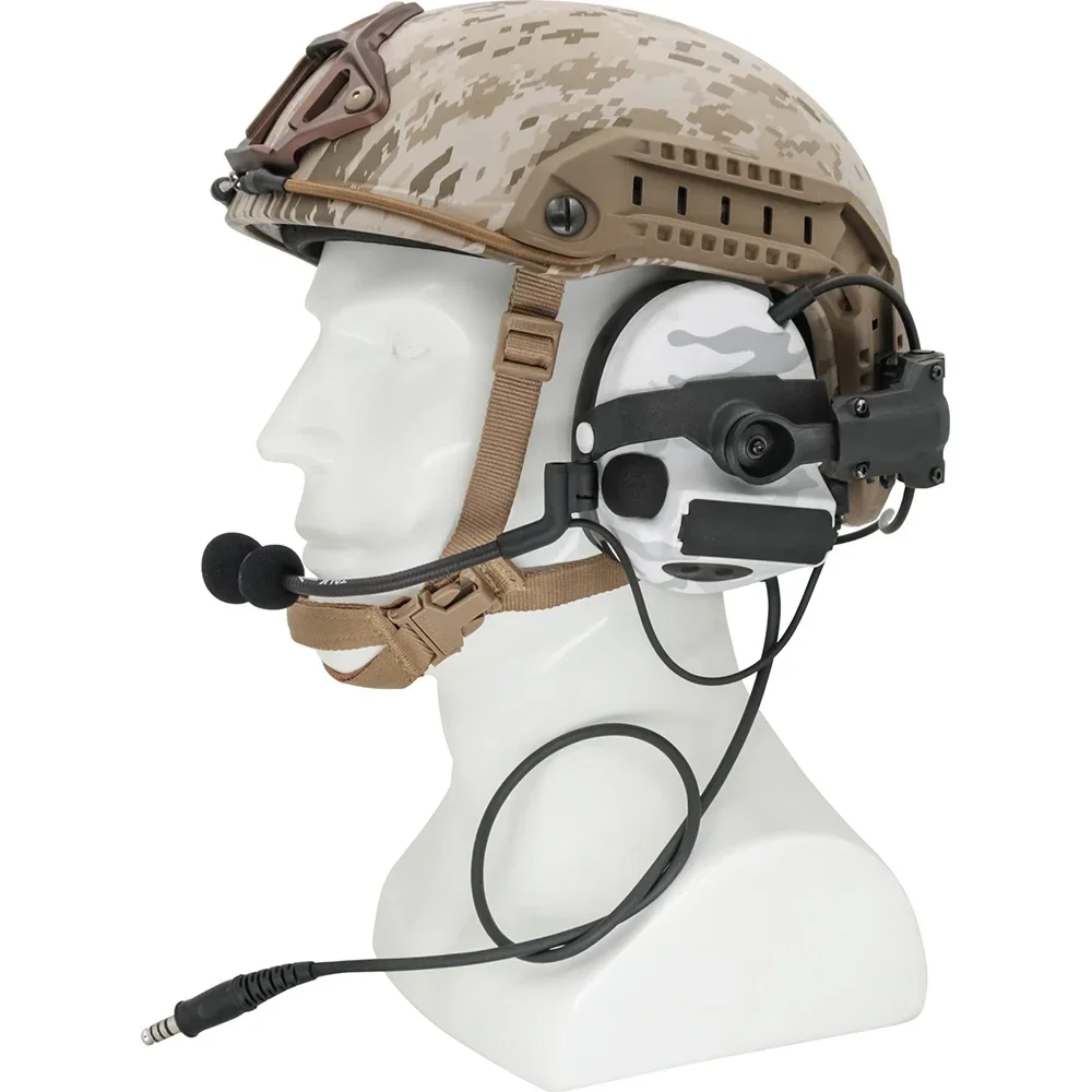 Tactical Sponge Earmuffs Airsoft Shooting Headphones COMTA II ARC Helmet Track Adapter Bracket Headphones (MC white)